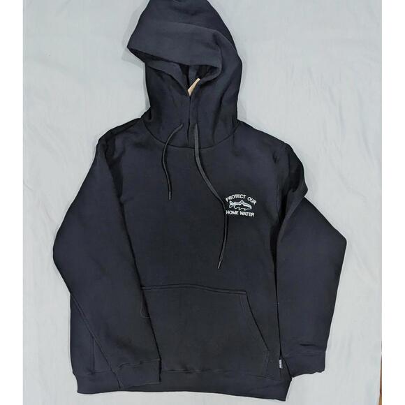 Patagonia Hoodie L Black “Protect Our Home Water” Trout Embroidered Pullover - Picture 2 of 7